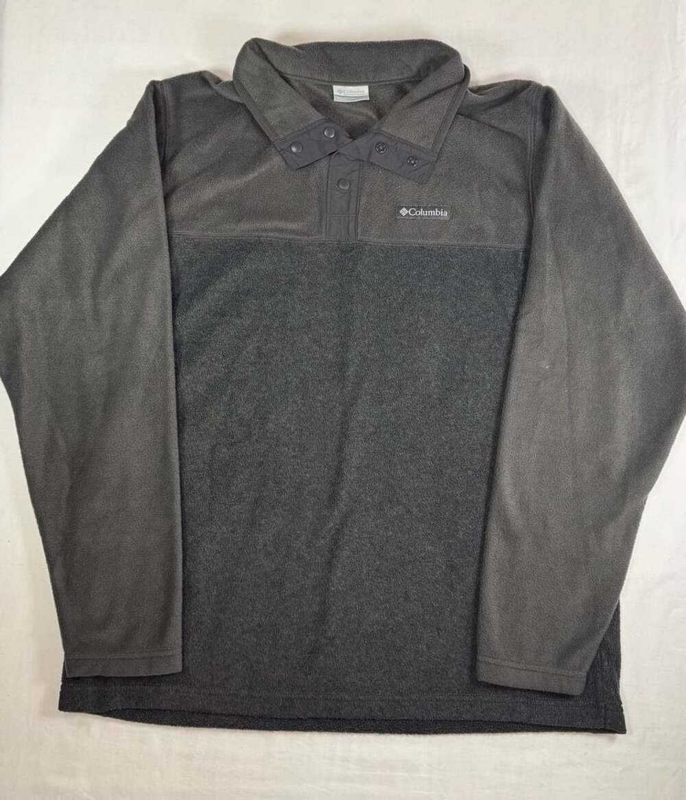 Columbia Fleece Pullover Size L Gray Snap Neck